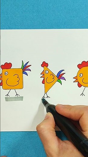 Can you draw a chicken from a triangle, circle or square?⭕🔺⏹️ Watch, then try!✏️ #drawing #funny