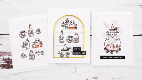 Ellen Hutson, Essentials by Ellen, Twitching Hour Stamp and Die Set Combo, Stamping, Scrapbooking, Die Cutting, DIY, Paper Crafts, Card Making, Halloween, Spooky Season, Cat, Cauldron, Witch Hat