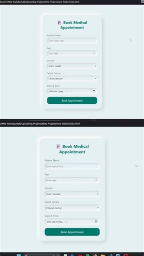 BinaryBrain on Instagram: "Book medical 🏥appointment form (using html CSS and JavaScript) web development form. Web design for beginners #webdesign #webdevelopment #webAnimationUI #web #form"