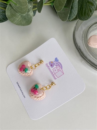 Mini 24K Gold Earring, Macaron Earrings, Gift for Her, Kawaii Clay Jewelry - Etsy