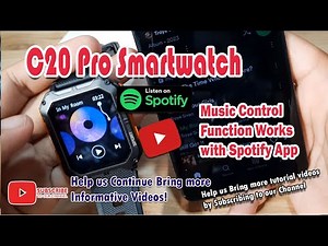 C20 Pro Smartwatch - Music Control Function Works with Spotify App