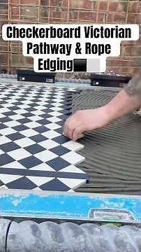 New Checkerboard Victorian Pathway & Rope Edging ⬛️⬜️ #victorianpathway #pathway #diy #landscaping