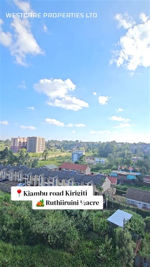 ½ ACRE LAND – FOR SALE KIAMBU ROAD KIRIGITI 📍 Ruthiiruini Kirigiti| 💸 KSh 20M This ½ acre plot is located within Kiambu road Kirigiti offering a secure and private environment. The land features: Flat, developable terrain with rich red soil Clear boundaries and well-defined plot lines Suitable for a single-family home or small-scale residential development Ample space for landscaping, gardens, and outdoor amenities Well-positioned within a quiet and established neighborhood 💰 Asking Price: KS