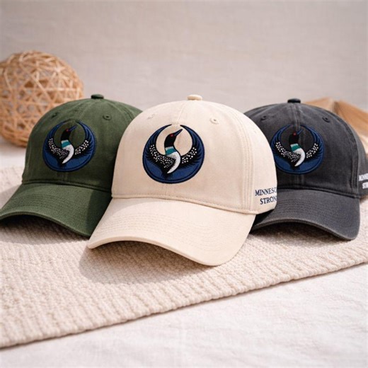 Embroidered Dad Hat Bird Logo, Minnesota Strong Cap, Minimal Animal Embroidery, Vintage Unisex Baseball Hat - Etsy