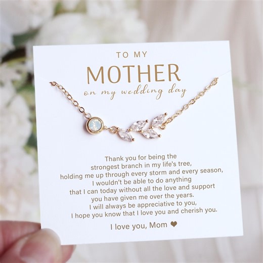 Mother of Bride Gift, to My Mom on My Wedding Day, Bride Mom Gift, Mother Day Gift, Include Gift Box and Card, Minimalist Family Necklace - Etsy