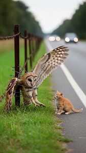#Repost @z_f_photpgrapy The Brave Little Cat Who Sought Help to Save the Trapped Owl #cat #owl | Z F photography