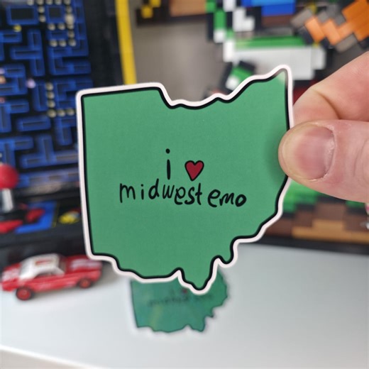 Ohio State Outline Sticker - I Heart Midwest Emo - 3" Glossy Vinyl - Etsy