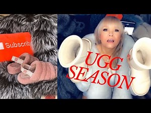 UGG boots unboxing TRY ON review ⭐️ Hooded Silver Fox fur coat , fur hat , fur stole and Uggs