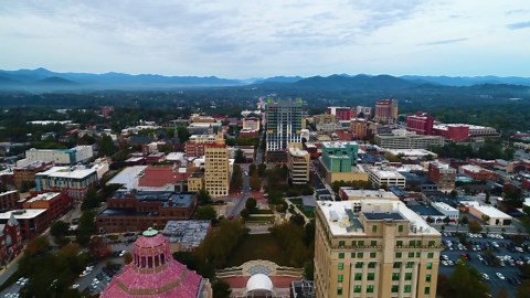 Asheville: Drone views of North Carolina’s Blue Ridge Mountain city