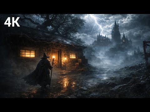Stone Shelter by Castle 🏰 Distant Thunder & Cozy Rain for Deep Sleep 10 Hours ASMR