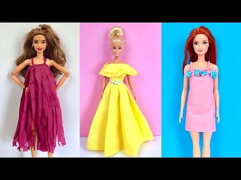 DIY 3 BARBIE DRESSES FROM TISSUE PAPER | How to Make Paper Doll Dresses