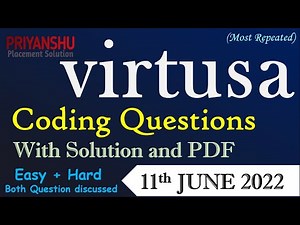 Virtusa Coding 11th June 2022 | Virtusa Coding Questions and Answers | virtusa off campus drive