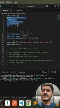 Shallow vs Deep Copy in JavaScript with example #javascript #coding #javascriptinterview #backend