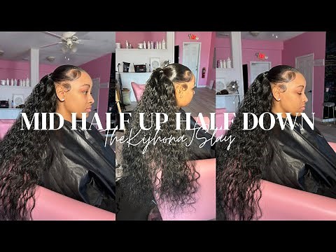 Mid Half Up Half Down using $7.99 pack hair 😱💕