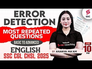 ERROR DETECTION | SSC CGL/CHSL English Most Repeated Questions | SSC CGL English 2025 by Ananya Mam