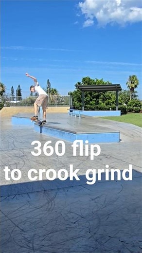 360 flip to little sketchy crooked grind #skateboarding #360flip #grind