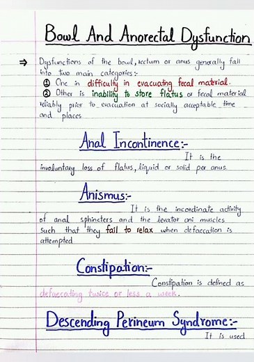 Bowl and anorectal function and dysfunction Notes||OBSTETRICS & GYNECOLOGICAL PHYSICAL THERAPY Notes