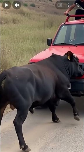 Rampage of the bull out of control: The scene of the overturning at the moment of impact #crazy