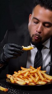 Ultra-Realistic ASMR Eating: Crispy Shoestring Fries in Cinematic Black Studio (4K)