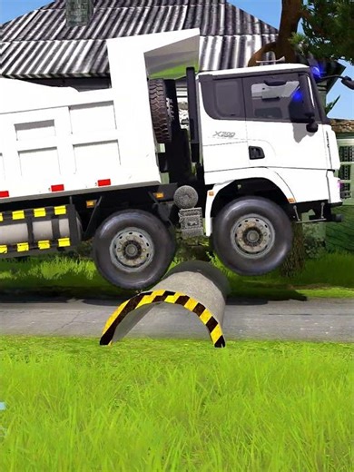 Spintires Mudrunner Truck vs Extreme Broken Road with Speed Bumps Gameplay EP323