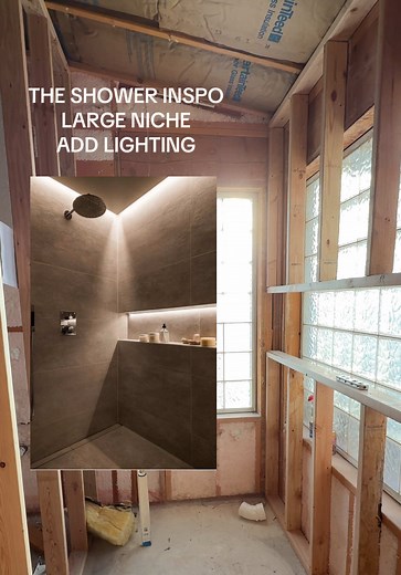 Shower design update! Shower is framed out! It’s double the size of the original. I CAN NOT WAIT! #masterbathroomdesign #showerinspo #showerdesign #showerdesignideas #bathroomremodel