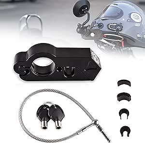 2 in 1 Motorcycle Helmet & Handlebar Lock - Heavy Duty Anti-Theft Protection for Street, ATV, Dirt Bike, Ebike - Black