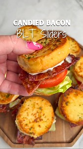 Candied Bacon BLT Sliders! RECIPE: https://badbatchbaking.com/candied-bacon-blt-sliders/ #BLT #sliders #bltsandwich #appetizers #appetizerideas #4thofJuly | Bad Batch Baking by Mallory Austin