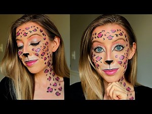 Easy Pink Halloween Leopard Makeup Tutorial - Pretty and Girly