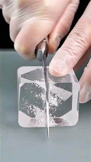 Cutting a crystal butter cube with surreal precision #ai #asmr #abstract
