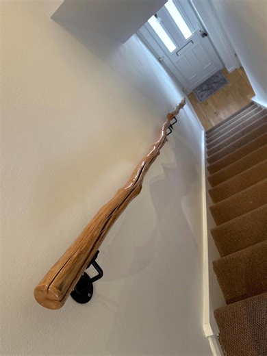 Solid Oak Stair Handrail, Natural Wood Wall Mounted Railing, Rustic Modern Design - Etsy