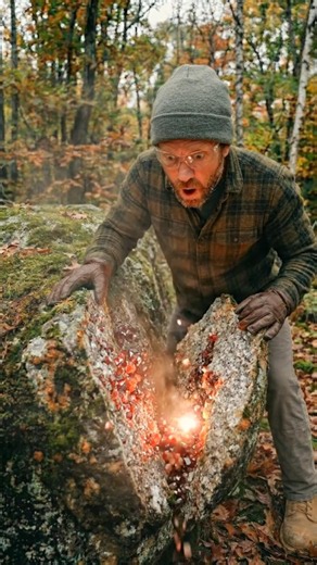 Raw Red Garnet Hidden Inside This Boulder! 💎 #Garnet #RockSplitting #gemstone
