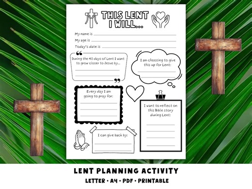 Lent Sunday School Lesson: Lent Planner Activity, Planning Sheet Goals, Christian Faith Bible Study Printable for Kids Holy Week Easter - Etsy Canada