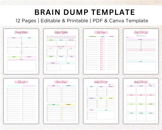 Brain Dump Template Printable, ADHD Planner, Brain Dump Printable, Adha Daily Planner, ADHD Brain Dump, to Do List Template (canva & PDF) - Etsy