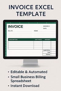 Invoice Excel Template | Small Business Billing Spreadsheet | Editable & Automated Invoicing Tool | Instant Download - Etsy