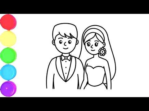 Cute Bride and Groom Drawing, Painting & Coloring For Kids and Toddlers_ Child Art