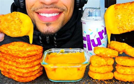 【Jerry】黄金薯饼、鸡块蘸芝士酱 奥利奥麦旋风 咀嚼音无人声