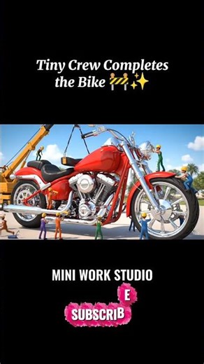 Tiny Workers Finish a Giant Motorcycle 🏍️👷 #Shorts #3D