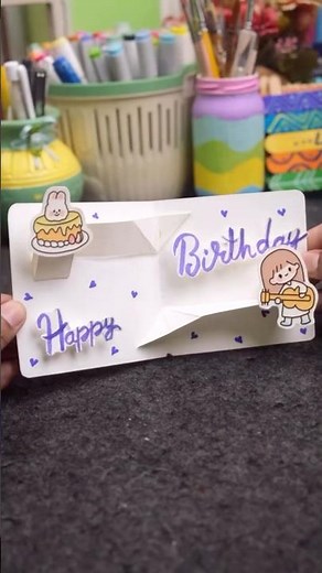 Kawaii Stickers Birthday DIY Card Ideas 🎂🎀 | #shorts #diy #papercraft #kawaii