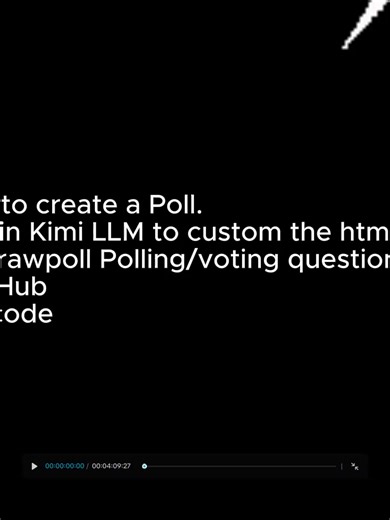 Title Voting Question in StrawPoll and GitHub Hosting with QR Code & Kimi AI Agent DEscription In this tutorial, we’ll walk through how to set up a voting question in StrawPoll, host it on GitHub Pages, and integrate a QR code for instant access. To make the process smarter and smoother, we’ll also demonstrate how to use Kimi as an AI agent to assist with automation, setup, and user interaction. 🔹 Step 1: Create your voting question 🔹 Step 2: Host it on GitHub Pages 🔹 Bonus: Generate and embe