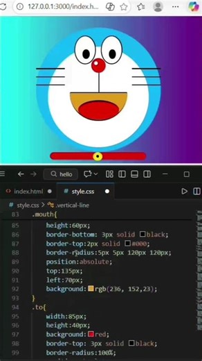😇Making Doraemon Using Only HTML & CSS | No Image | Pure CSS Art 🎨