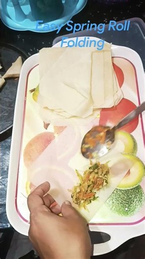 Easy Spring Roll Folding Technique #Shorts#rollfolding#springrollfolding#springrollwrap#food