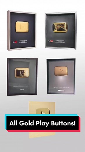 Here are all the YouTube Gold Play Buttons! #goldplaybutton #playbutton #youtube #gold #epic #viral #youtubeplaybutton #1million #million #1millionsubscribers