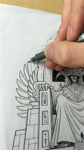 3.2K views · 285 reactions | The inking process of "Gilgamesh", a drawing you will find in the "Pantheon" chapter of my artbook, soon on @kickstarter. Link: https://bit.ly/4alTKLk #inking #inkonpaper #inktober #inkdrawing #inksketch #inksketching #blackworknow #sketching #lineart #micronpen #inklines #drawingskills #gilgamesh #deity #symbolicart #mysticalart | Dec-Art | Facebook