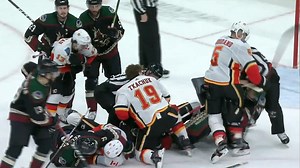 Goalies get involved as line brawl erupts between Flames and Coyotes