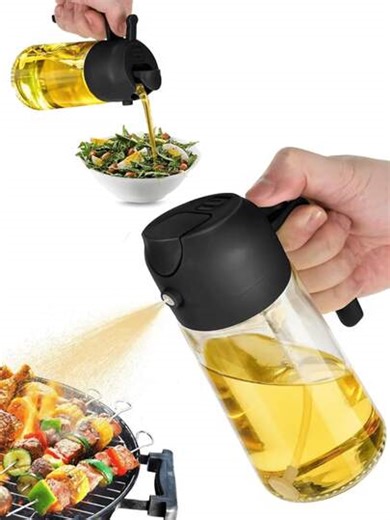 1pc Premium Olive Oil Sprayer/Dispenser - Splash-Proof And Leak-Proof - Suitable For Storing Peanut Oil, Olive Oil, Rapeseed Oil, Spice Oil, Low-Fat Oil, Soy Sauce And Vinegar Liquid Condiments. Refillable, Portable And Easy To Clean. Can Be Used For Cooking, Cookware, Air Fryers, Outdoor Grilling, Baking, Low-Fat Meals And Salad Making In The Kitchen. (Kitchen Oil Sprayer, Condiment Storage Bottle, Cooking Spray Bottle, Oil Can, Seasoning Bottle, Kitchen Supplies, Spice Storage Container, Fryin