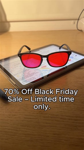 Staring at screens all day? Your eyes don’t need to suffer for it. Our red-lens glasses help keep you comfortable through long hours. ✔️ Reduces intense glare from screens ✔️ Helps your eyes feel less strained during long sessions ✔️ Blocks harsh blue tones so your eyes stay more relaxed 🔥 Grab yours now while it’s still 70% OFF for Black Friday! | Rubenti