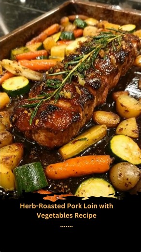 Amber Recipes on Instagram: "🍖 Herb-Roasted Pork Loin with Vegetables What makes my recipe so delicious? It’s all in these key ingredients! 😍 Full recipe is on my page — right under my profile picture ⬆️"