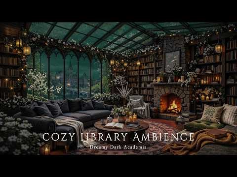 Telling your story at Rainy Spring Library with Castle View 🌧️ Dark Academia Piano for Focus