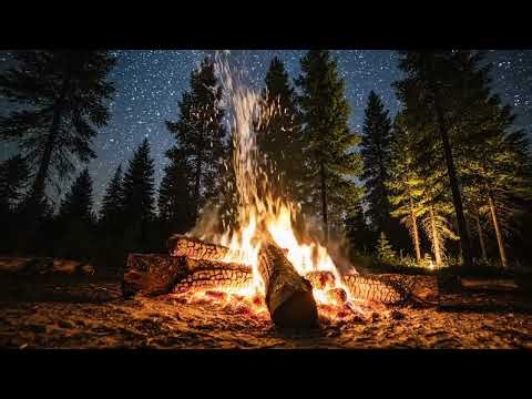 Crackling Campfire in a Quiet Forest | Night ASMR Ambience