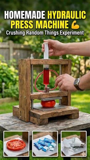 Homemade Hydraulic Press 💪 Crushing Random Things! #Shorts